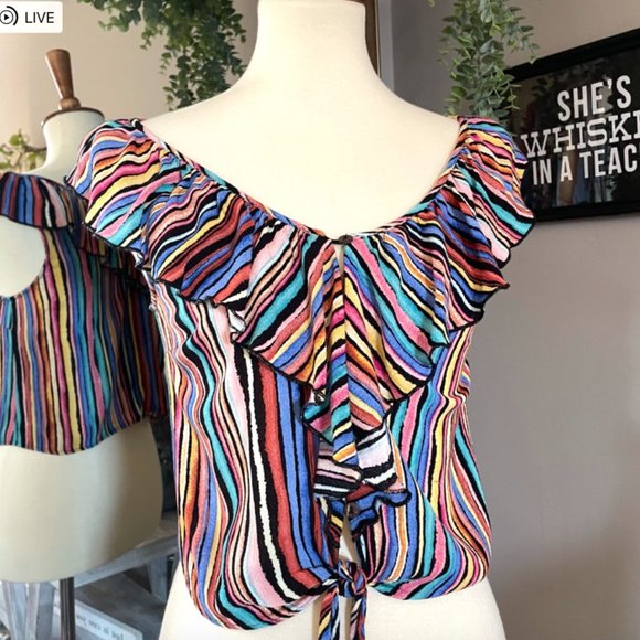 Buckle Tops - Willow & Root Striped Ruffle Tank Top NWOT